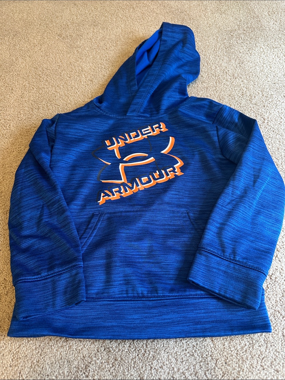Under Armour Royal Blue Kids Hoodie with Orange Logo